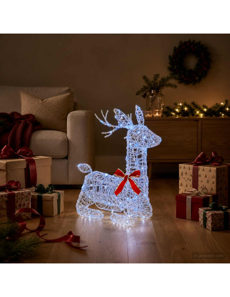 Renna di Natale 3D LOVIISA 140 LED Blu 55 x 22 x 63 cm