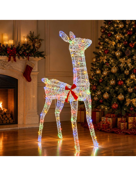 Renna di Natale 3D LOVIISA 110 LED Multicolore 70 x 26 x 100 cm