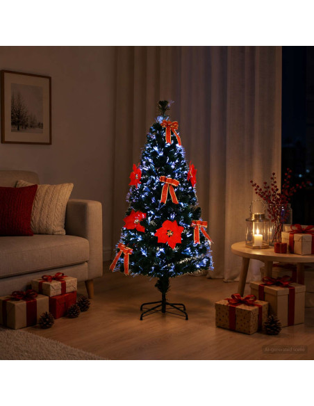 Albero di Natale in fibra ottica 150 cm 24 LED Multicolore PVC