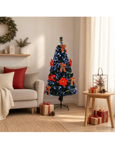Albero di Natale in fibra ottica 150 cm 24 LED Multicolore PVC