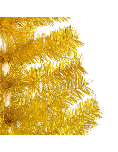 Albero di Natale Preilluminato con Palline Oro 210 cm PET