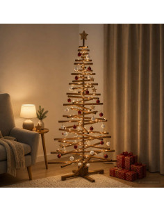 Albero di Natale in legno KOTKA 180 cm Legno Massello di Pino