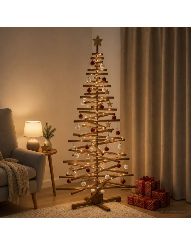 Albero di Natale in legno KOTKA 180 cm Legno Massello di Pino