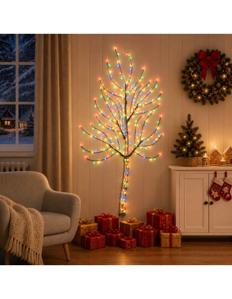 Albero di Natale da parete a LED 150 cm 140 LED Multicolore