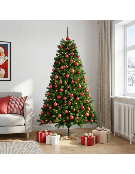 Albero di Natale artificiale con palline 180 cm 300 LED
