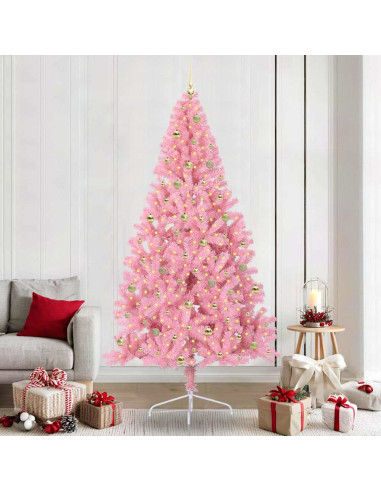 Albero di Natale artificiale con luci integrate Rosa 240 cm PVC