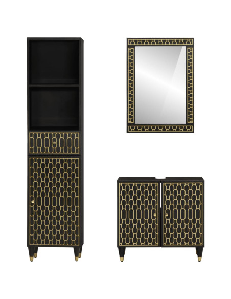 Set Mobili da Bagno 3pz in Legno Massello di Mango