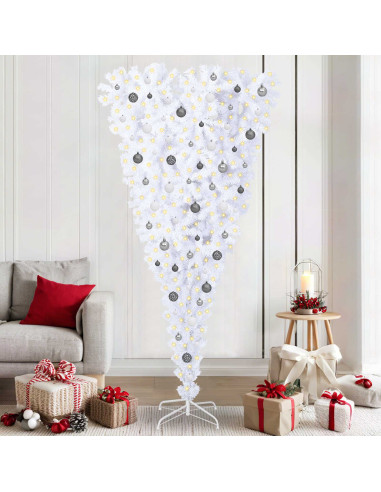 Albero di Natale artificiale Bianco 210 cm PVC e Acciaio