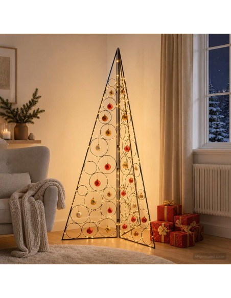 Albero di Natale in metallo KUOPIO 140 cm Acciaio Nero
