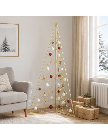 Albero di Natale in metallo KUOPIO 140 cm Acciaio Oro