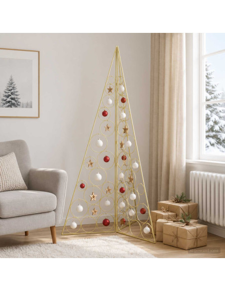 Albero di Natale in metallo KUOPIO 140 cm Acciaio Oro