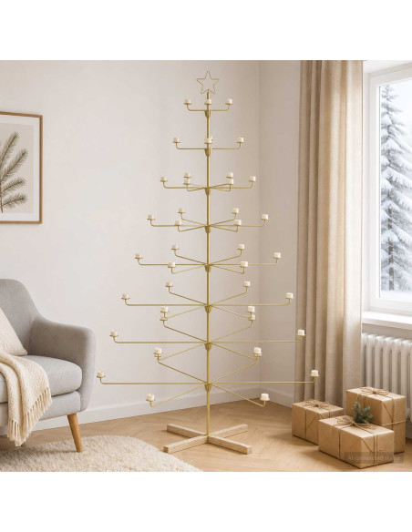 Albero di Natale in Metallo con Supporto KUOPIO 210 cm Acciaio