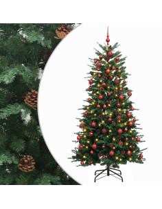 Albero di Natale Artificiale con Rami Pieghevoli 180 cm 300 LED