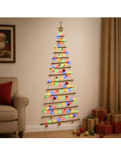 Albero di Natale appeso con palle 210 cm 130 LED Multicolore