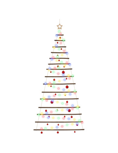 Albero di Natale appeso con palle 210 cm 130 LED Multicolore