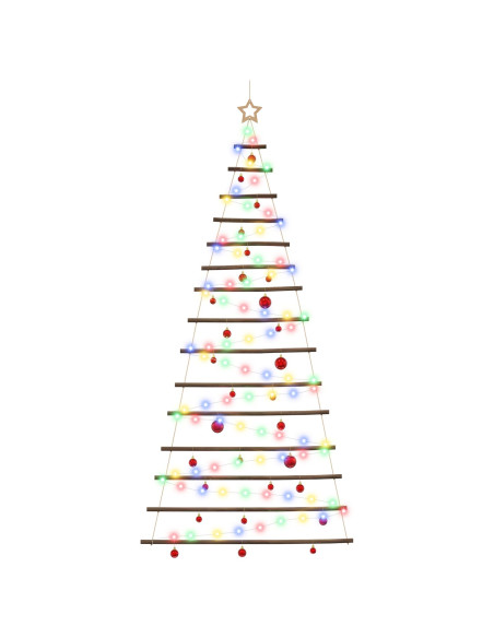 Albero di Natale appeso con palle 210 cm 130 LED Multicolore