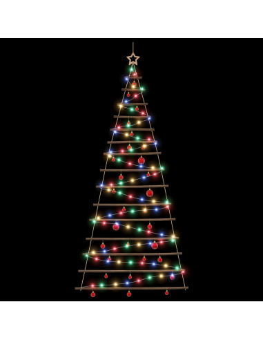 Albero di Natale appeso con palle 210 cm 130 LED Multicolore