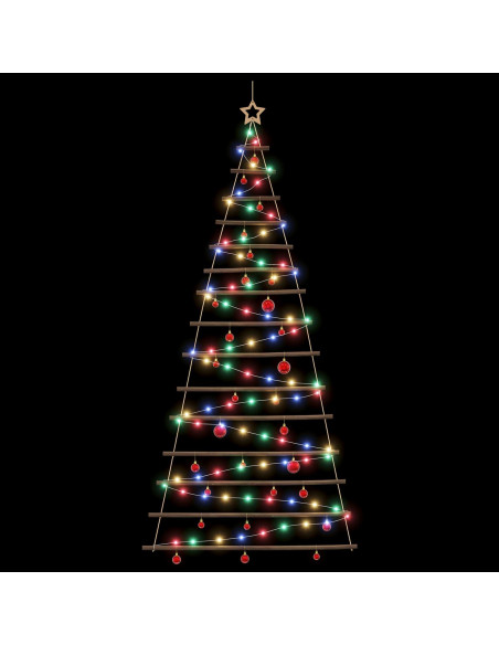 Albero di Natale appeso con palle 210 cm 130 LED Multicolore