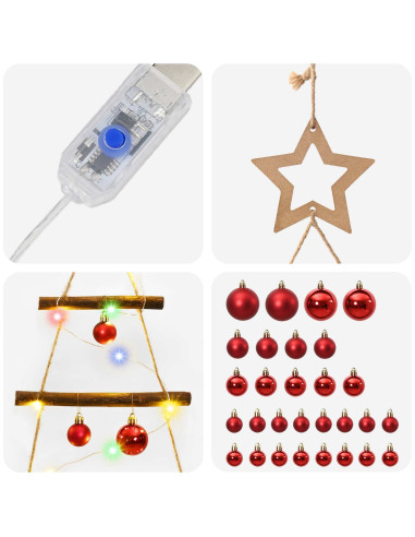 Albero di Natale appeso con palle 210 cm 130 LED Multicolore