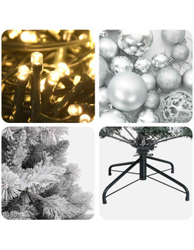 Albero di Natale Artificiale con Palline 210 cm 300 LED