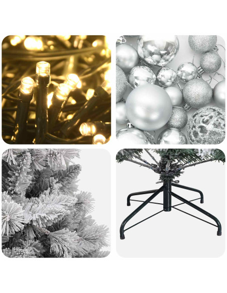 Albero di Natale Artificiale con Palline 210 cm 300 LED
