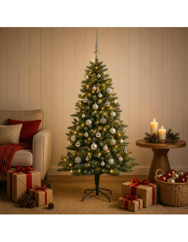 Albero di Natale Artificiale con Palline 120 cm 150 LED