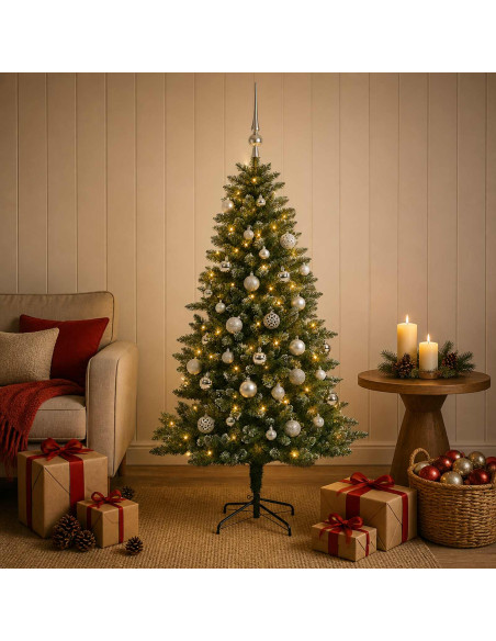 Albero di Natale Artificiale con Palline 120 cm 150 LED