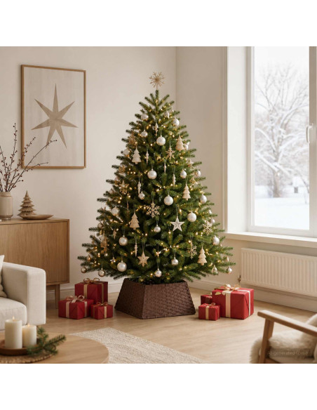 Collare per Albero di Natale Quadrato Marrone Scuro polyrattan