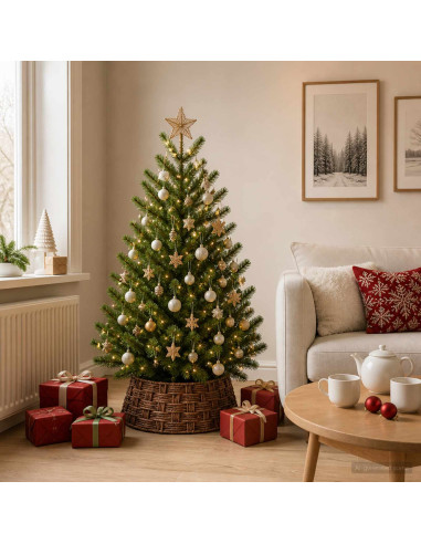 Collare per Albero di Natale Rotondo Marrone lavato