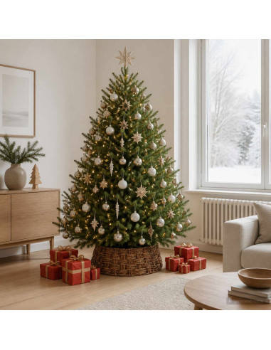 Collare per Albero di Natale Rotondo Marrone lavato