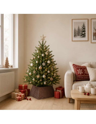 Collare per Albero di Natale Quadrato Marrone Scuro polyrattan