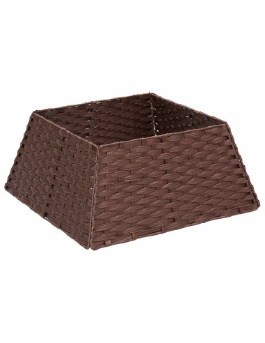 Collare per Albero di Natale Quadrato Marrone Scuro polyrattan