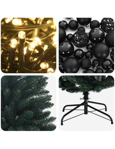Albero di Natale artificiale verde scuro con palline 240 cm