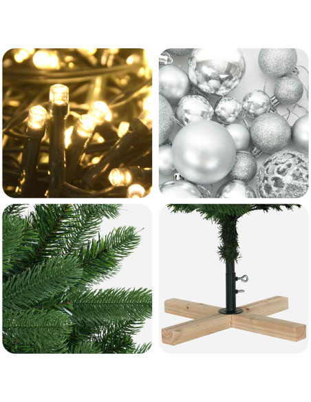 Albero di Natale artificiale con palline 180 cm 300 LED