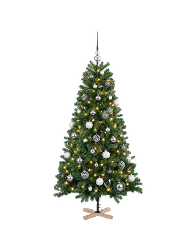 Albero di Natale artificiale con palline 120 cm 150 LED