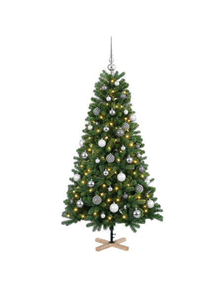 Albero di Natale artificiale con palline 120 cm 150 LED