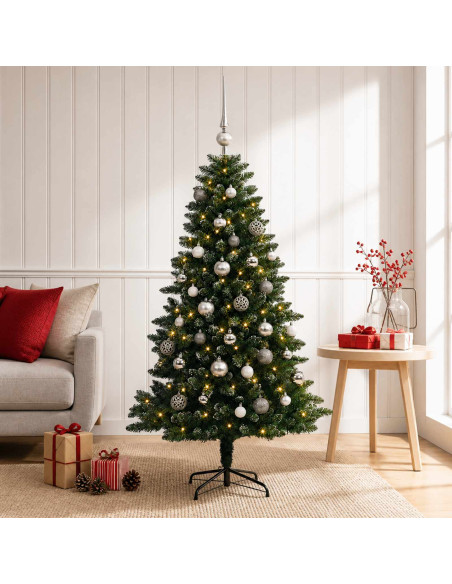 Albero di Natale Artificiale con Palline 120 cm 150 LED