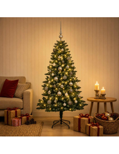 Albero di Natale Artificiale con Palline 120 cm 150 LED