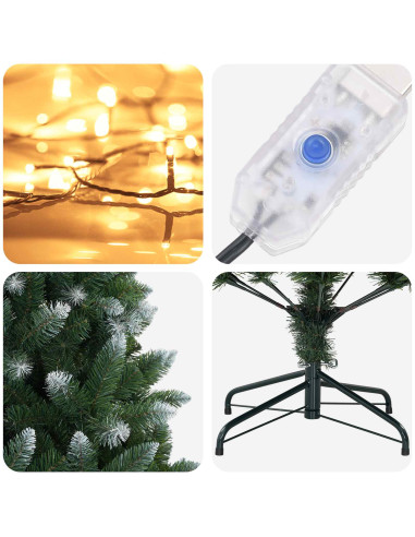 Albero di Natale artificiale 180 cm 300 LED Bianco caldo