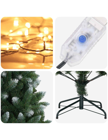 Albero di Natale artificiale 180 cm 300 LED Bianco caldo