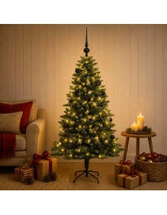 Albero di Natale Artificiale con Palline 120 cm 150 LED