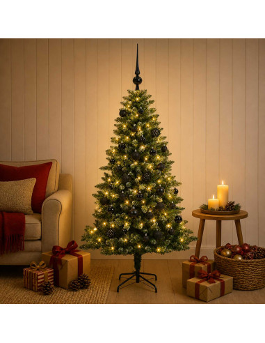 Albero di Natale Artificiale con Palline 120 cm 150 LED