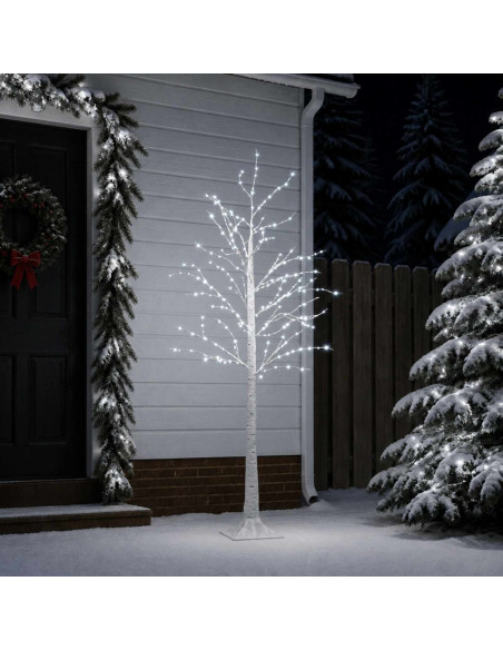 Albero di Natale in betulla Bianco 22 x 22 x 180 cm Plastica