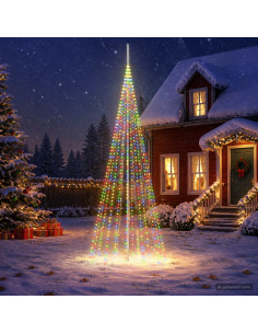 Luci per albero di Natale con picchetti e asta per bandiera