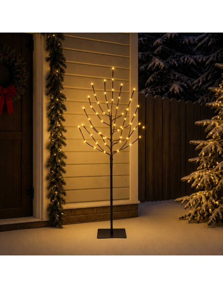 Albero di Natale LED Nero 120 cm Acciaio 100 LED