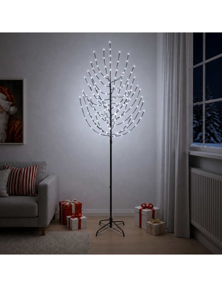 Albero di Natale LED Nero 240 cm Acciaio 220 LED