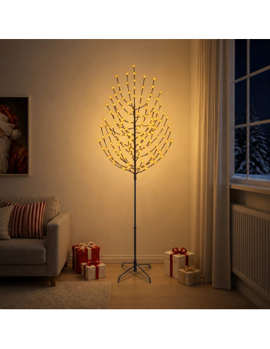 Albero di Natale LED Nero 47 x 240 cm Acciaio 220 LED