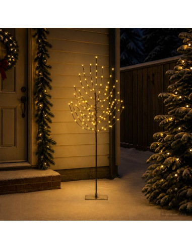 Albero di Natale LED Nero 20 x 20 x 180 cm Acciaio 160 LED