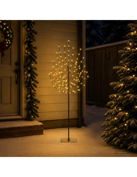 Albero di Natale LED Nero 20 x 20 x 180 cm Acciaio 160 LED