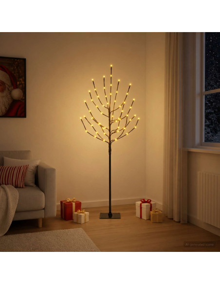 Albero di Natale LED Nero 120 cm Acciaio 100 LED